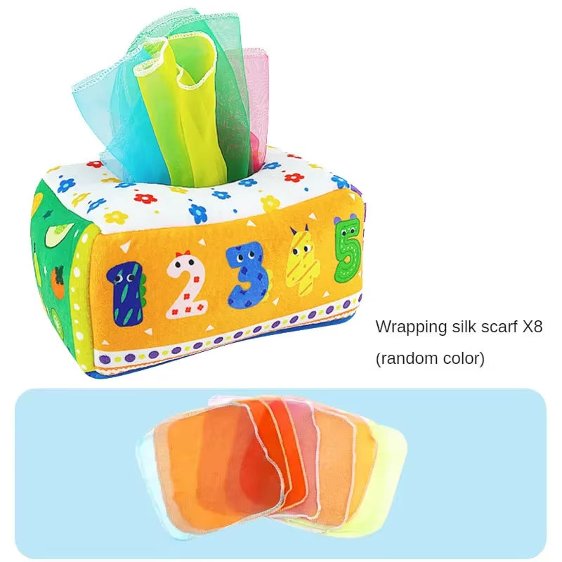 Baby Montessori Boxes Baby Toys Infant Pull along Magic Tissue Box Montessori Toy 6-12 Months Development Sensory Toys Baby Game