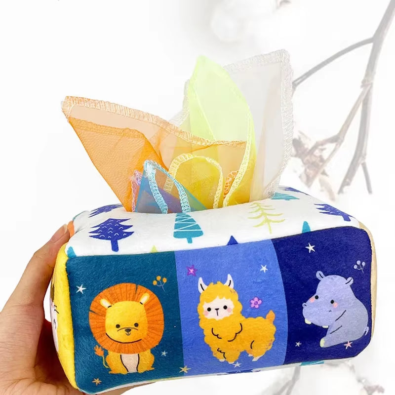 Baby Montessori Boxes Baby Toys Infant Pull along Magic Tissue Box Montessori Toy 6-12 Months Development Sensory Toys Baby Game