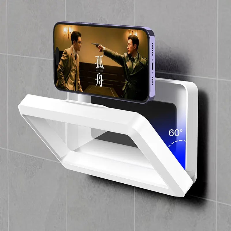 Bathroom Waterproof Phone Holder Home Wall Phone Case Stand Box Self-Adhesive Touch Screen Phone Bracket Shower Sealing Storage